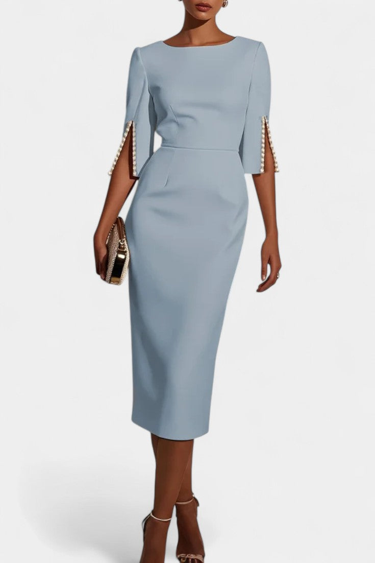 Robe Midi Reece avec Perles et Col Rond