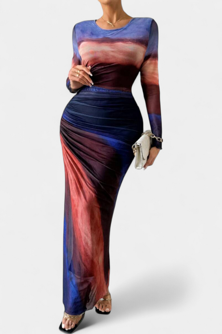 Galene Robe Midi Ajustée avec Cape