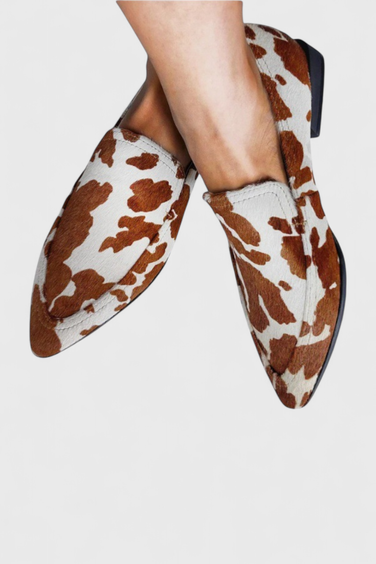 Mocassins en Cuir Grecia avec Talon Bas et Pointe Aiguisée