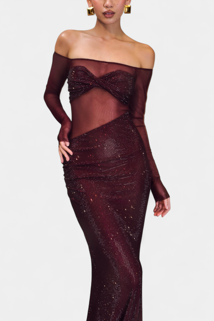 Dottie Robe de Soirée Off-Shoulder avec Transparences