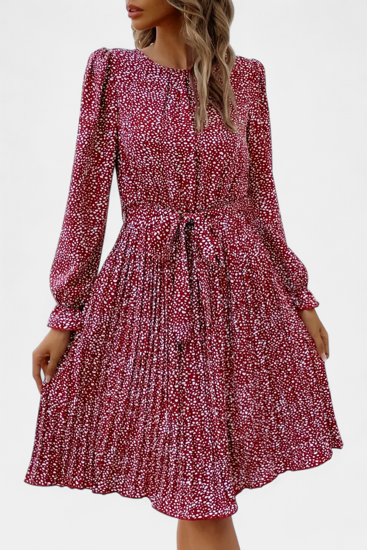 Evabeth Robe Midi Plissée Léopard