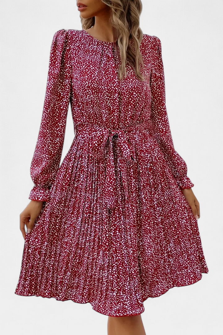 Evabeth Robe Midi Plissée Léopard