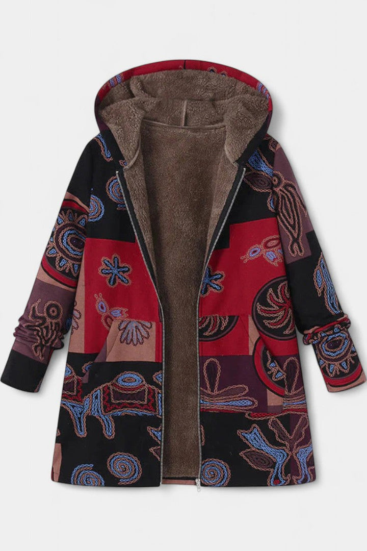 Manteau d'Hiver Floral April avec Capuche