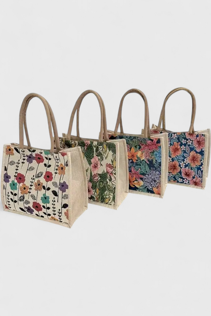 Sac en Jute Taila avec Imprimé Floral et Design Écologique