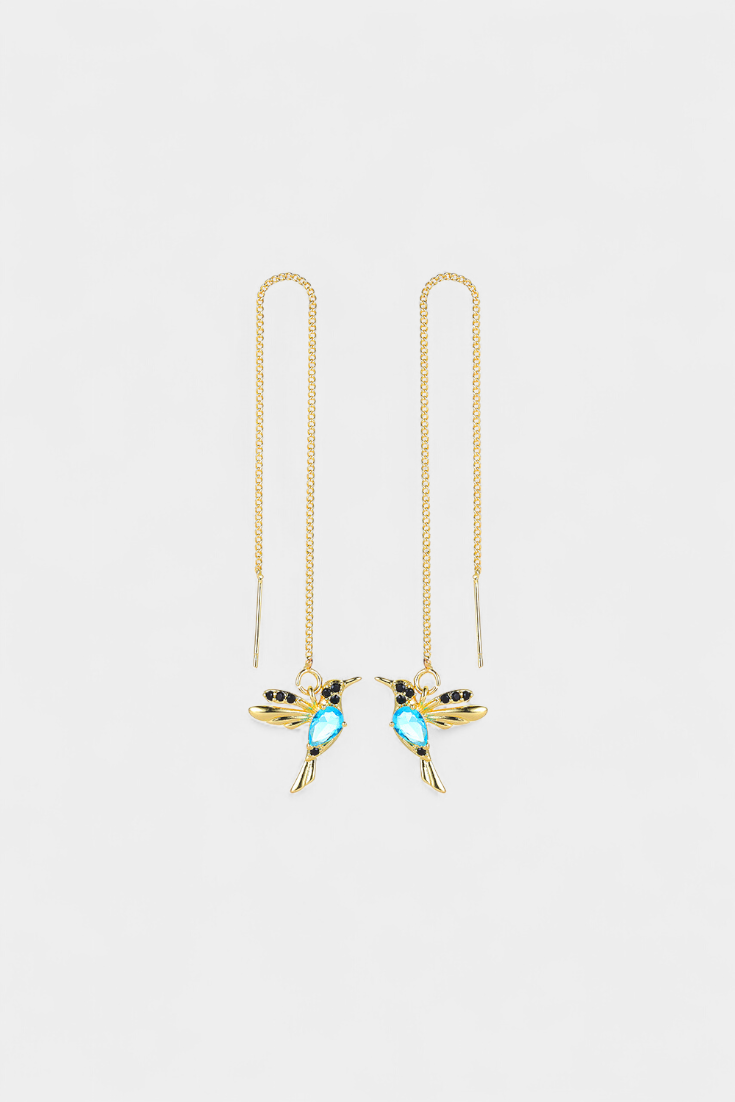 Boucles d'oreilles oiseaux en zirconium mélangé