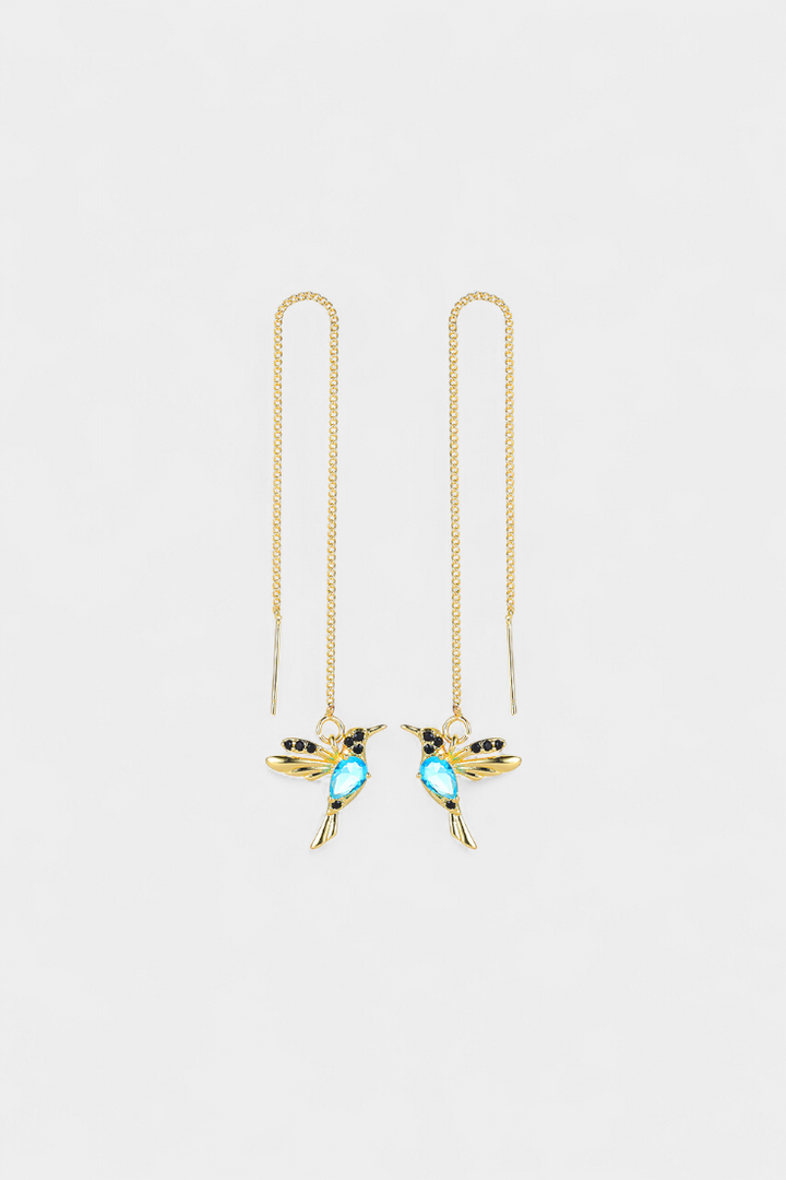 Boucles d'oreilles oiseaux en zirconium mélangé