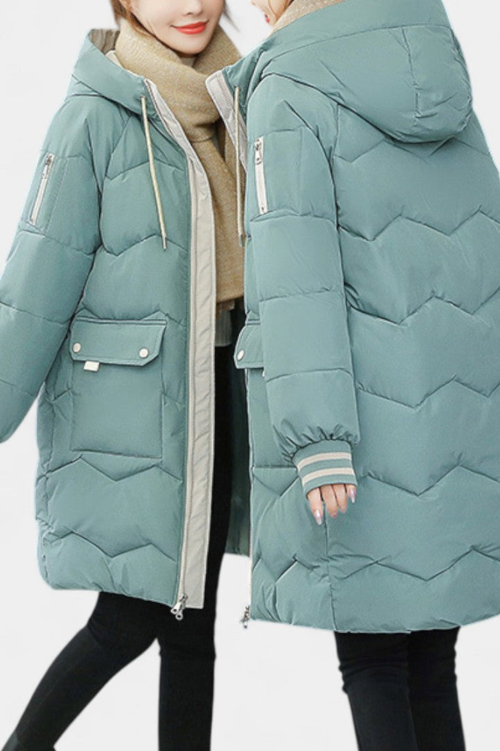 Belle Veste d'Hiver avec Fermeture Éclair et Capuche