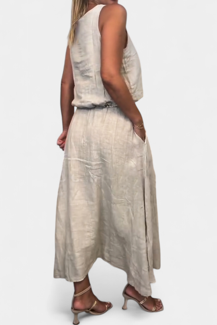 Ensemble Meliora en Lin et Coton avec Gilet Sans Manches et Jupe