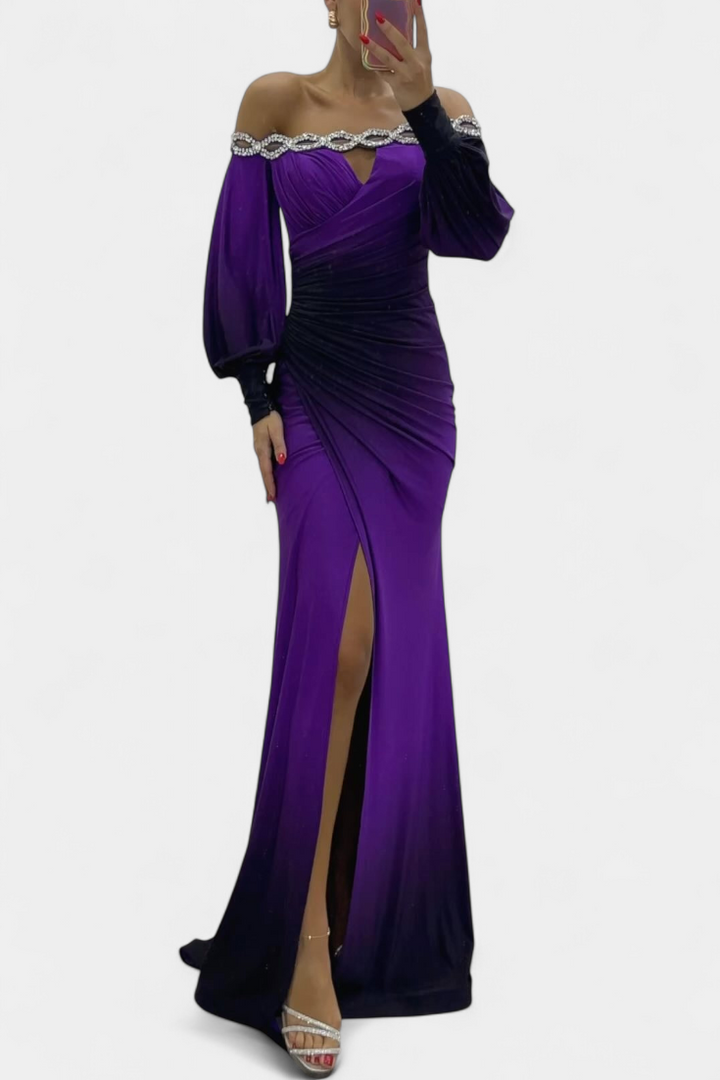 Robe Maxi Julitta Ombre avec Épaules Dégagées