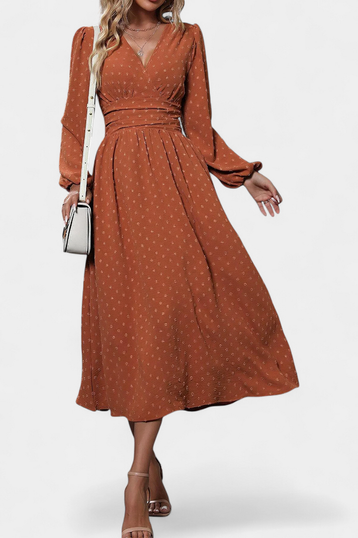 Faela Robe Midi de Bureau à Pois Suisses