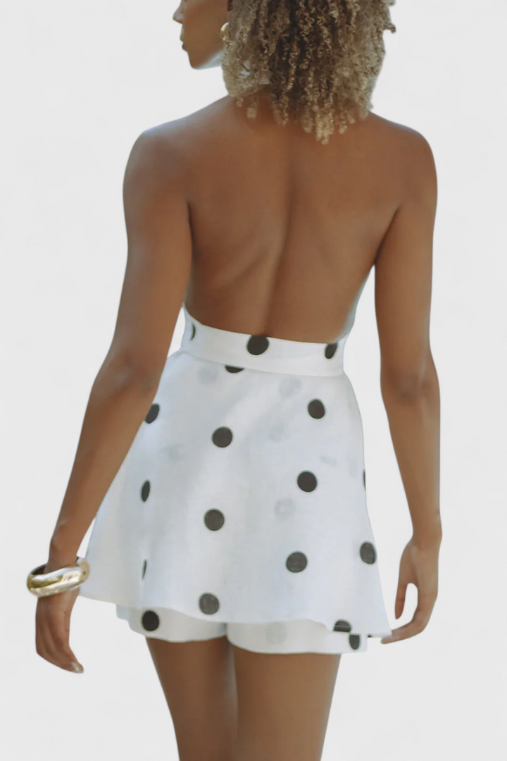 Eshra Ensemble Top Halter et Shorts à Pois