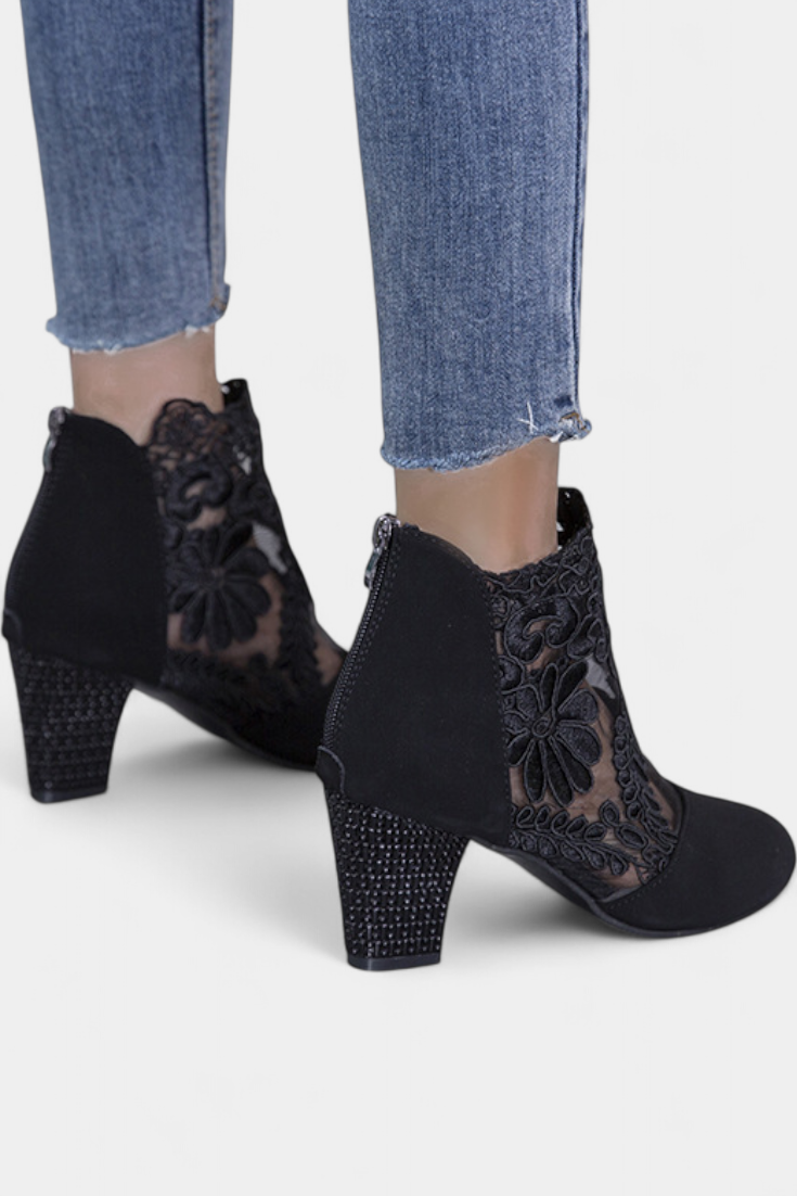 Alaine Talons Blancs avec Dentelle Florale