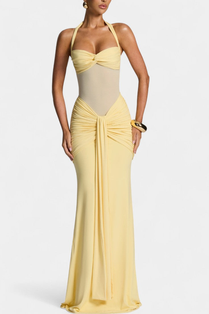 Florian Robe Maxi avec Décolleté Halter et Silhouette Sirène