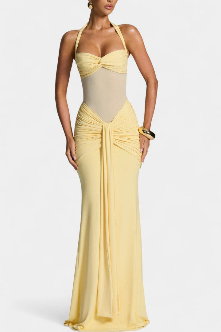 Florian Robe Maxi avec Décolleté Halter et Silhouette Sirène