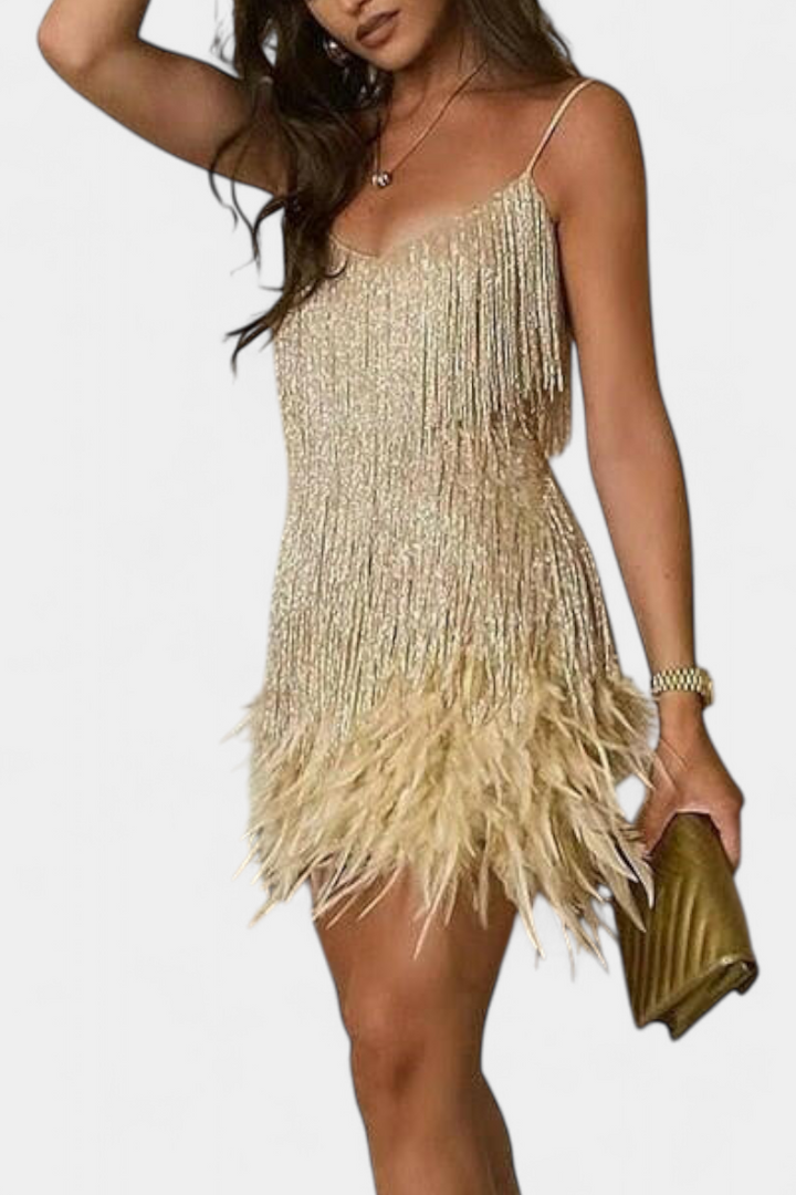 Robe Mini Sheril en Plumes