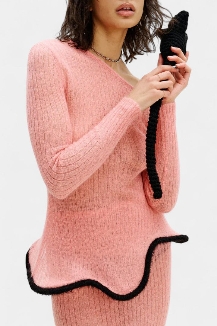 Conjunto de Jupe en Tricot avec Volants