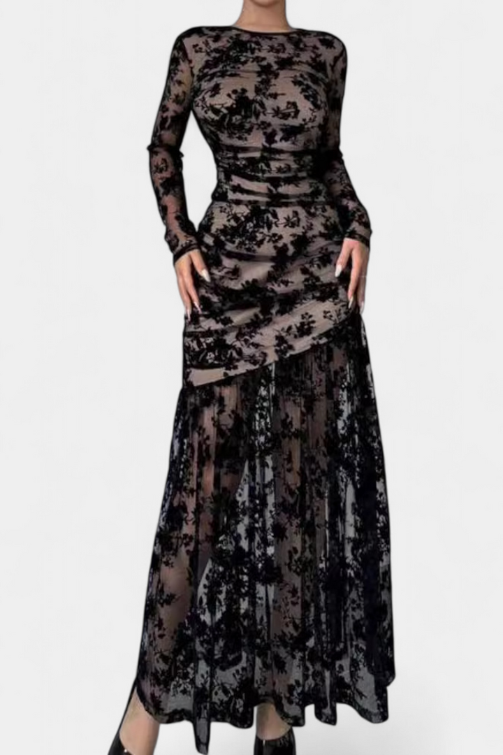 Robe Longue Florale Alvana à Col Rond