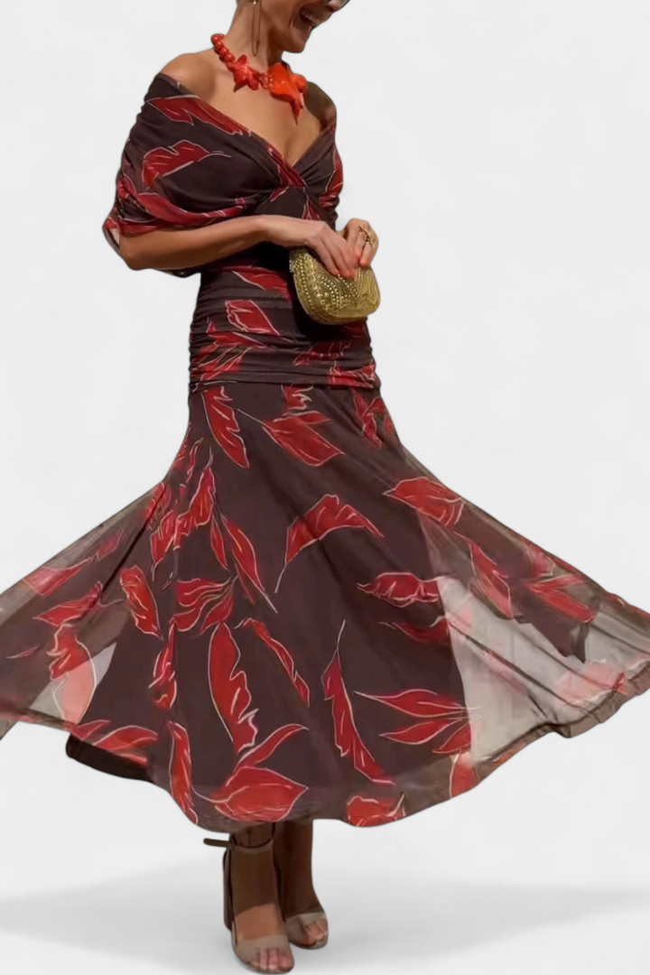 Alondra Robe Longue avec Imprimé Floral Fantaisie et Décolleté en V