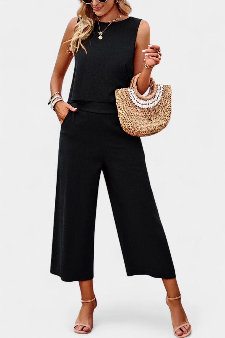 Lavinia Ensemble Boho de Top et Shorts en Lin et Coton