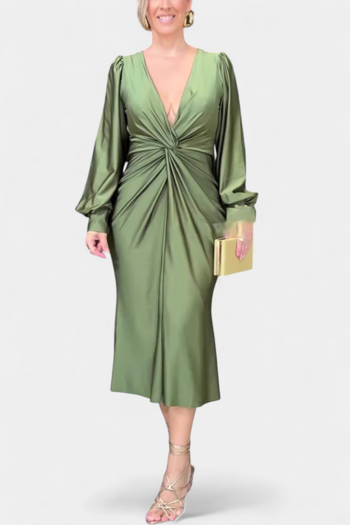 Alouette Robe Longue à Manches Longues avec Col en V