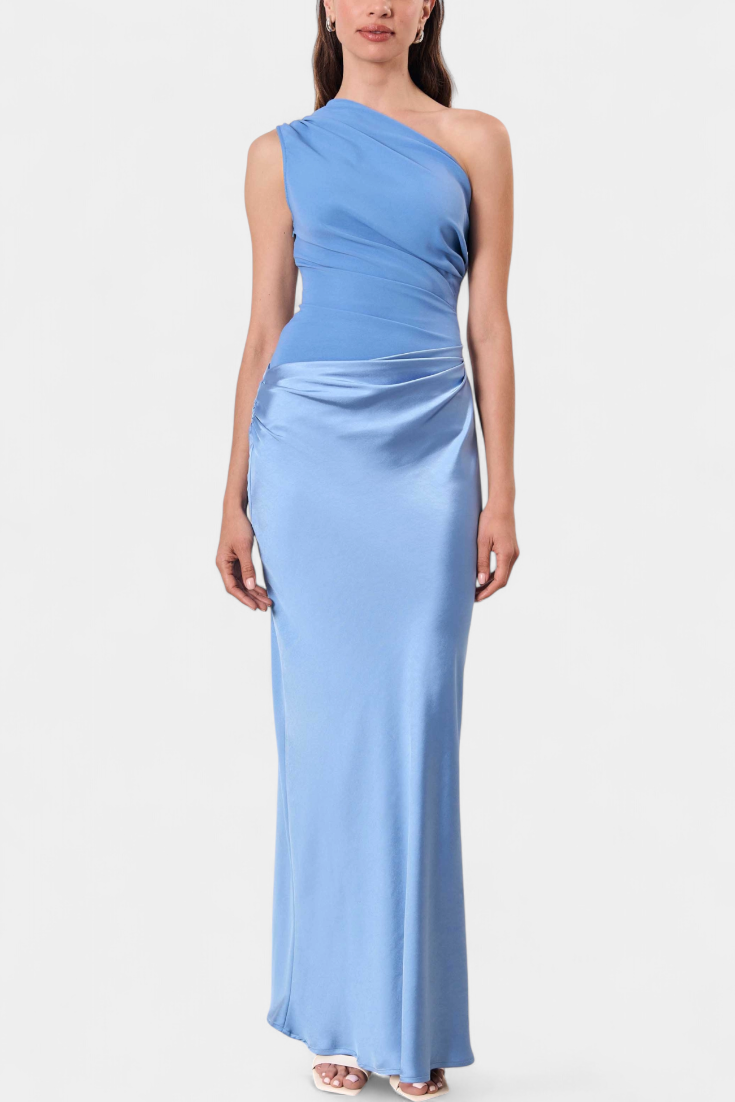 Robe de Soirée Longue Plissée Ottavia avec Décolleté Une Épaule