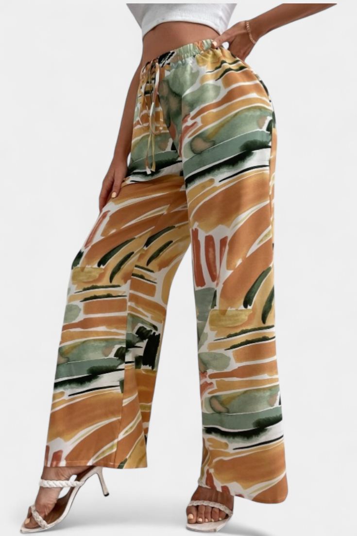 Pantalons Senda à Jambes Amples avec Imprimé Abstrait