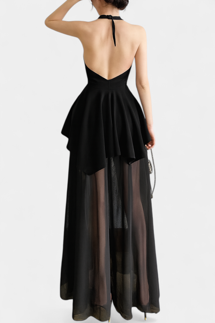 Hollis Robe Longue avec Décolleté Halter et Dos Nu