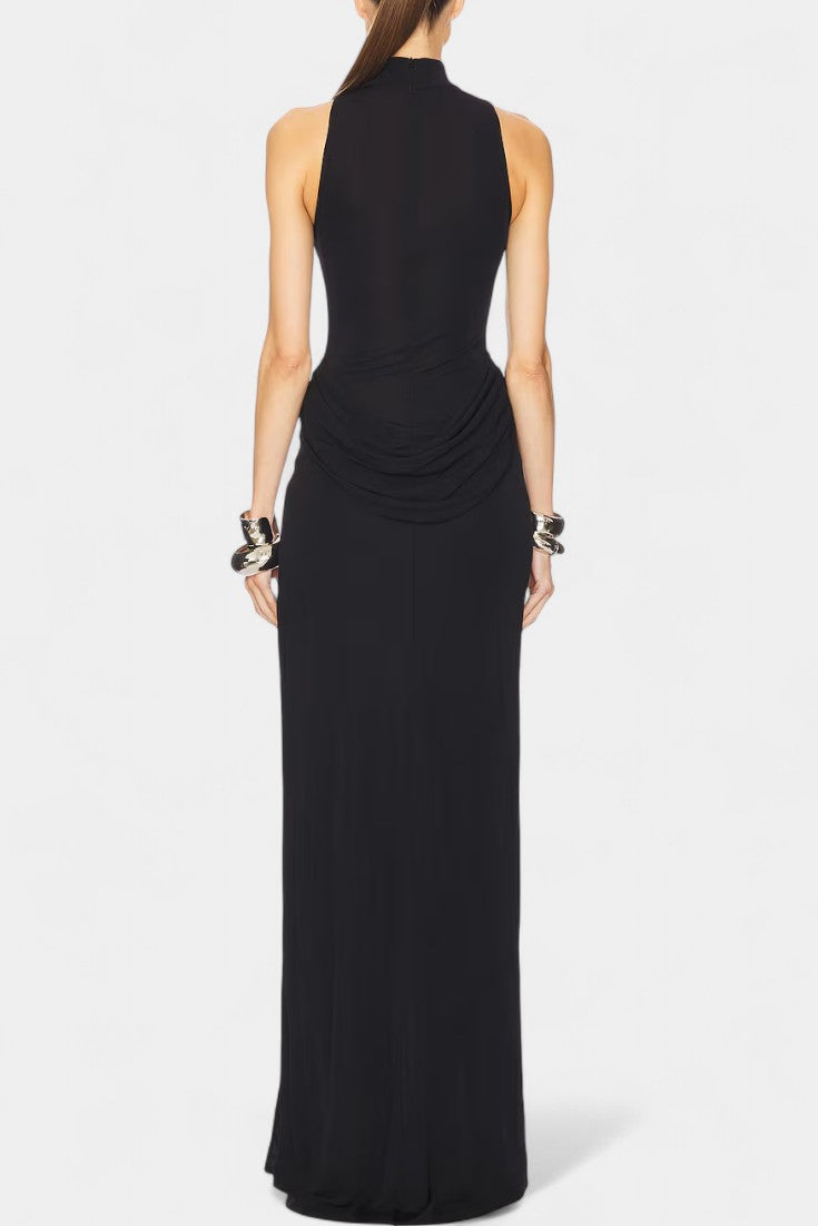 Robe Maxi Drapée Duchess avec Fente Latérale