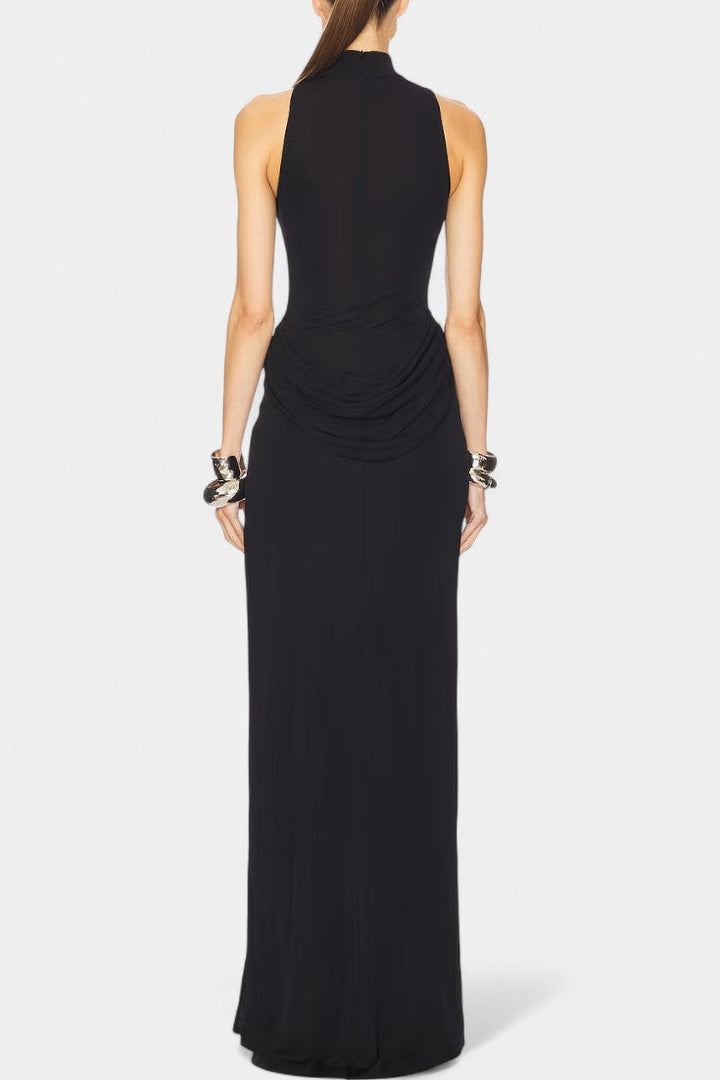 Robe Maxi Drapée Duchess avec Fente Latérale