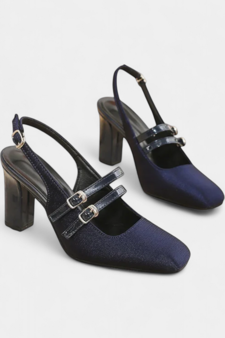 Orlanda Talons Satinés avec Double Bride et Sangle de Cheville