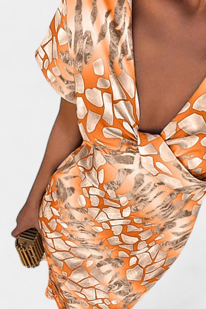 Robe Triana avec Imprimé Abstrait et Décolleté en V