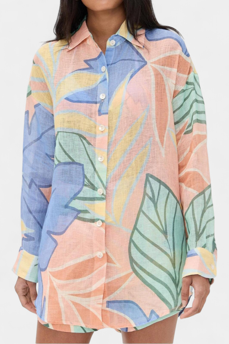 Lumina Ensemble Tropical avec Chemise Ample et Shorts Taille Haute