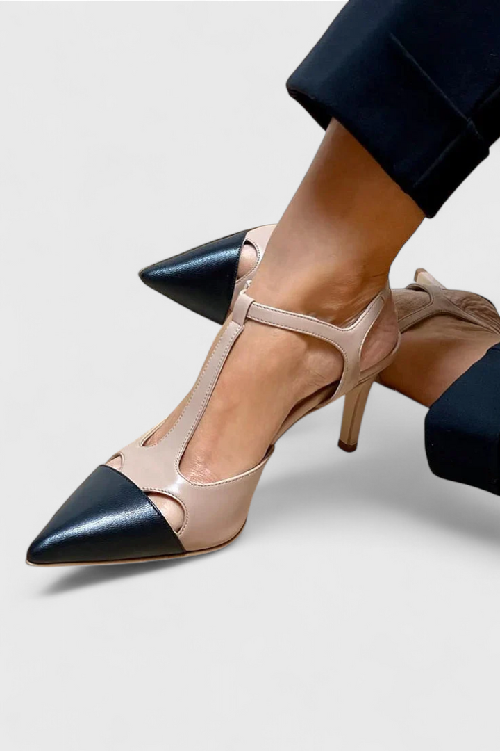 Letitia Talons Aiguilles avec Bout Pointu et Bride en T Color Block