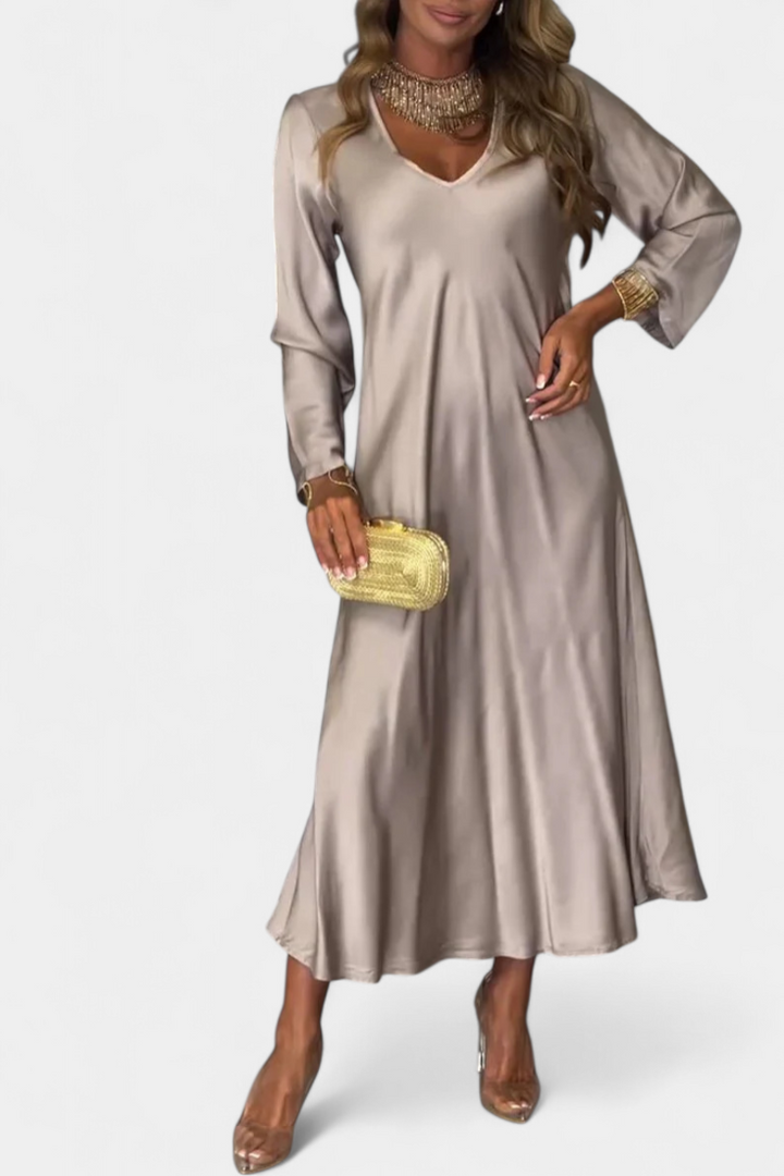 Riva Robe Fluide avec Décolleté en V et Manches Longues