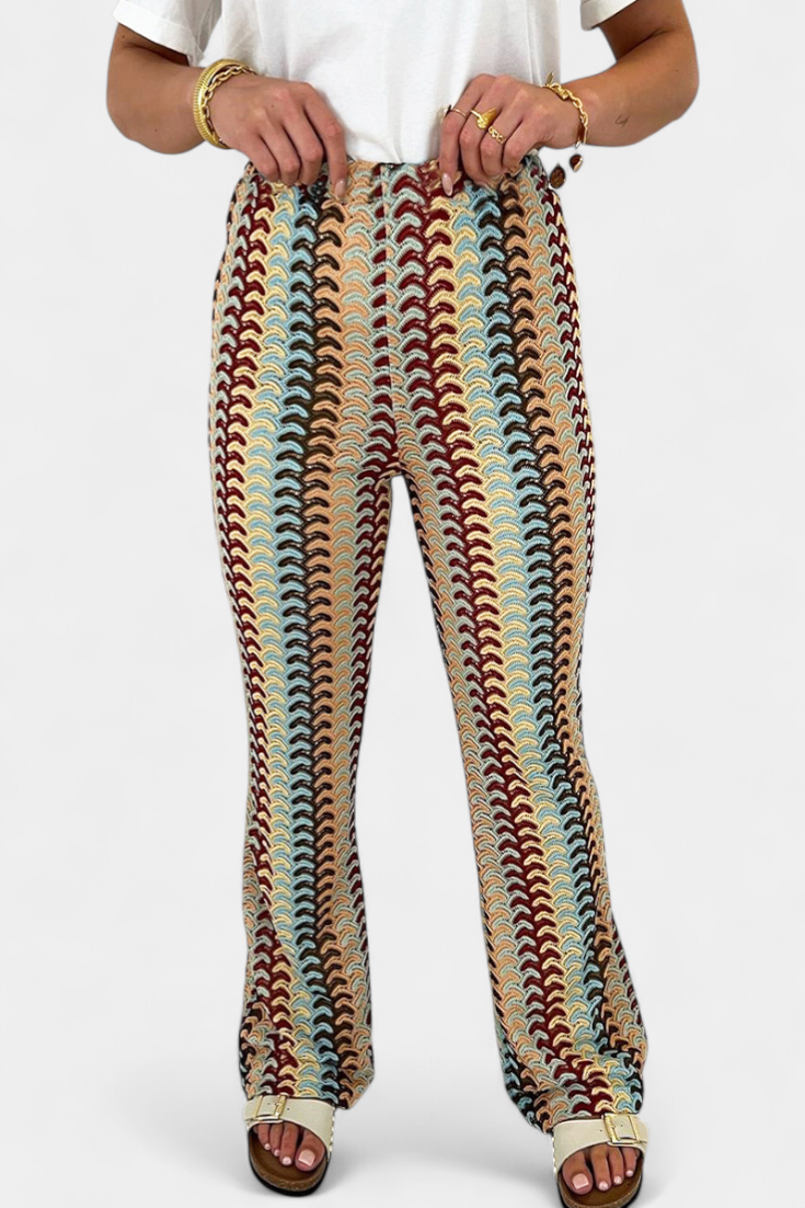 Pantalon Carlie Évasé Imprimé Rétro