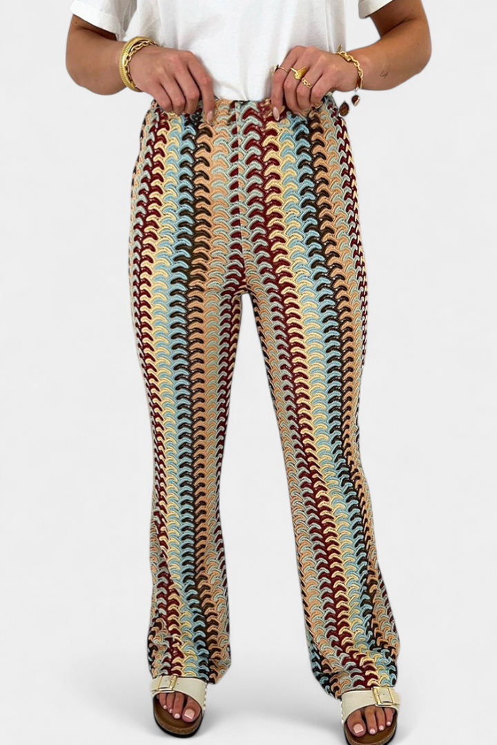 Pantalon Carlie Évasé Imprimé Rétro