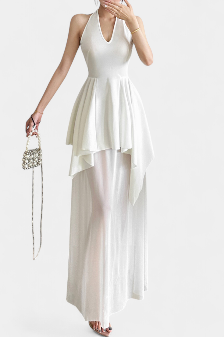 Hollis Robe Longue avec Décolleté Halter et Dos Nu