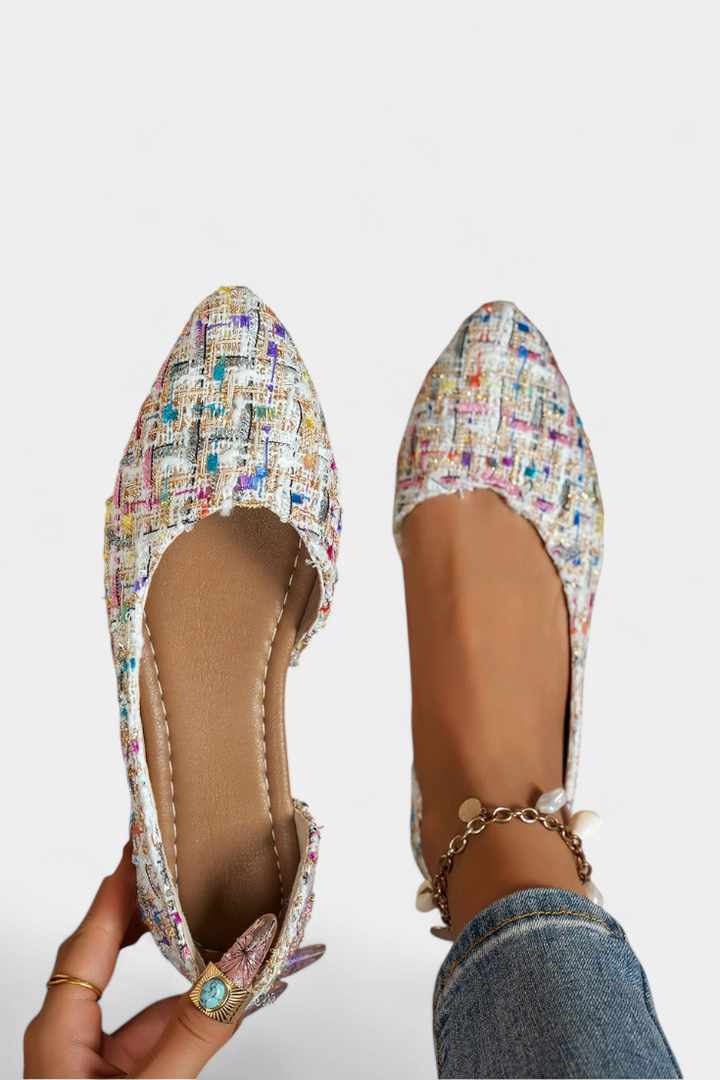 Baskets en Tissu Multicolore avec Pointe Aiguisée