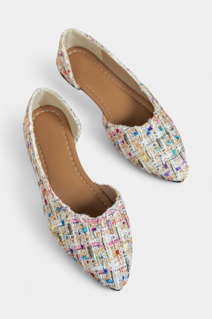 Baskets en Tissu Multicolore avec Pointe Aiguisée