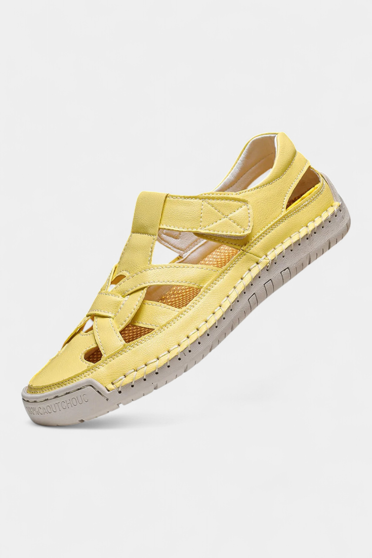 Sandales Ergonomiques en Cuir Synthétique Kaia avec Découpe Latérale