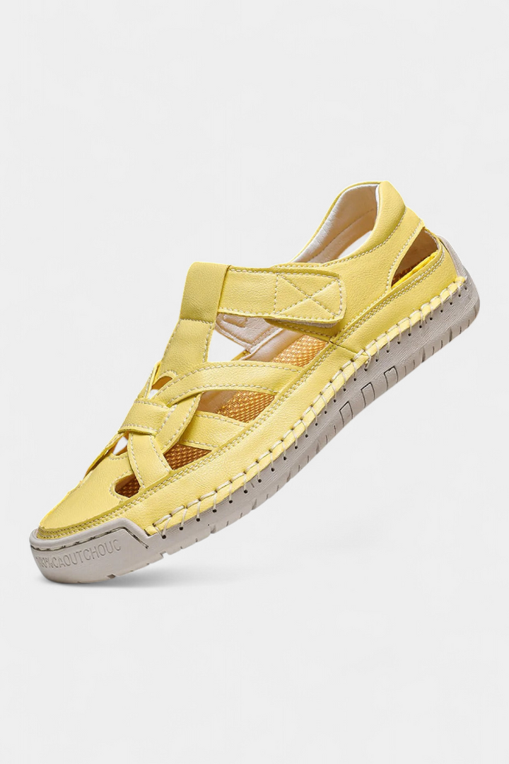 Sandales Ergonomiques en Cuir Synthétique Kaia avec Découpe Latérale