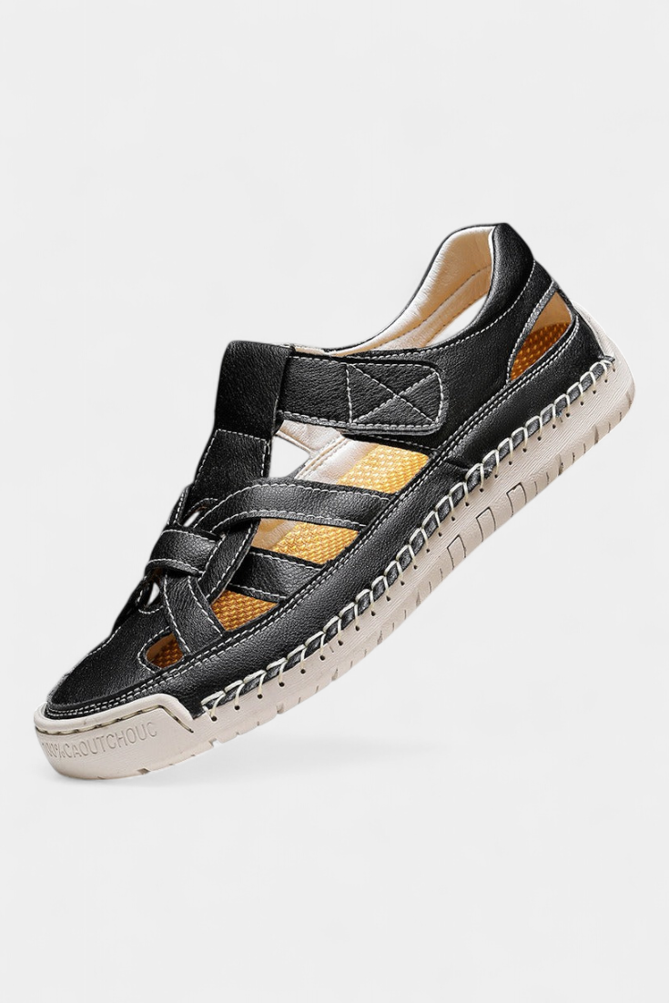 Sandales Ergonomiques en Cuir Synthétique Kaia avec Découpe Latérale