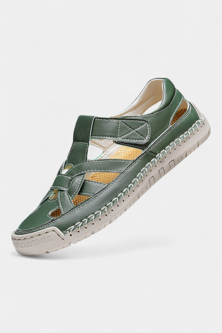 Sandales Ergonomiques en Cuir Synthétique Kaia avec Découpe Latérale