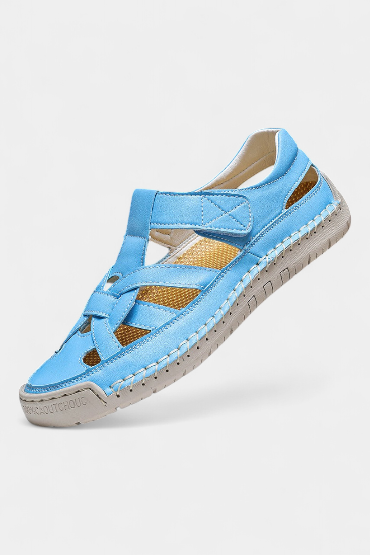 Sandales Ergonomiques en Cuir Synthétique Kaia avec Découpe Latérale