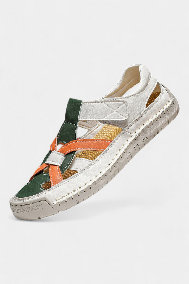 Sandales Ergonomiques en Cuir Synthétique Kaia avec Découpe Latérale