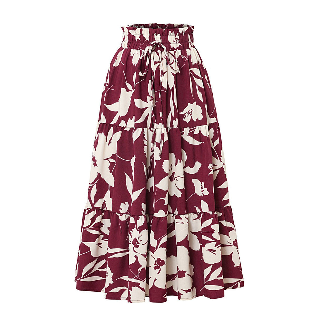 Jupe midi avec imprimé floral et plis - Camila