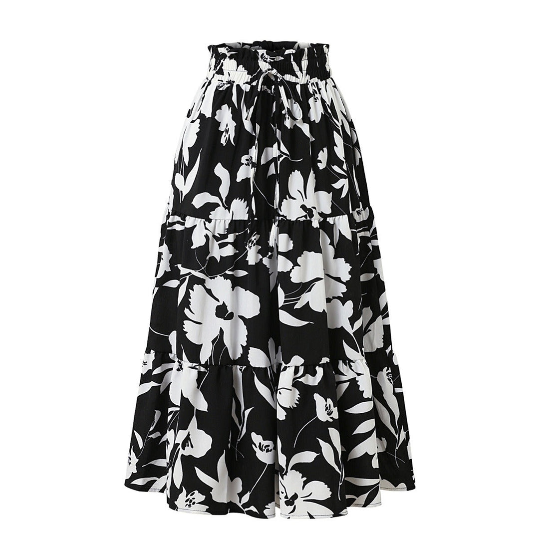 Jupe midi avec imprimé floral et plis - Camila