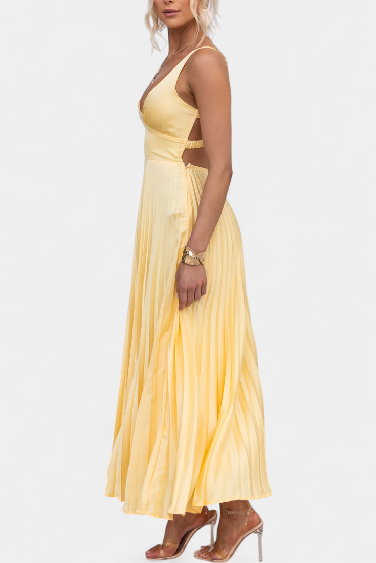 Robe Plissée Arlena à Bretelles avec Dos Croisé