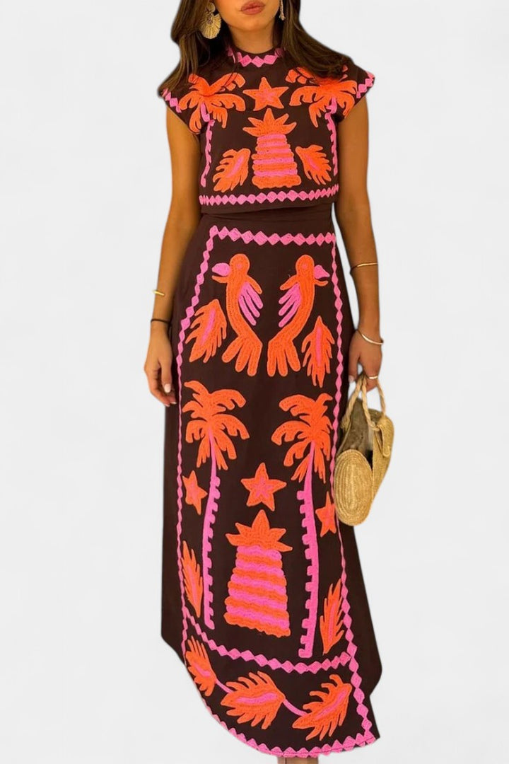 Ensemble Top et Jupe Courte Sloan Palmier de Coco