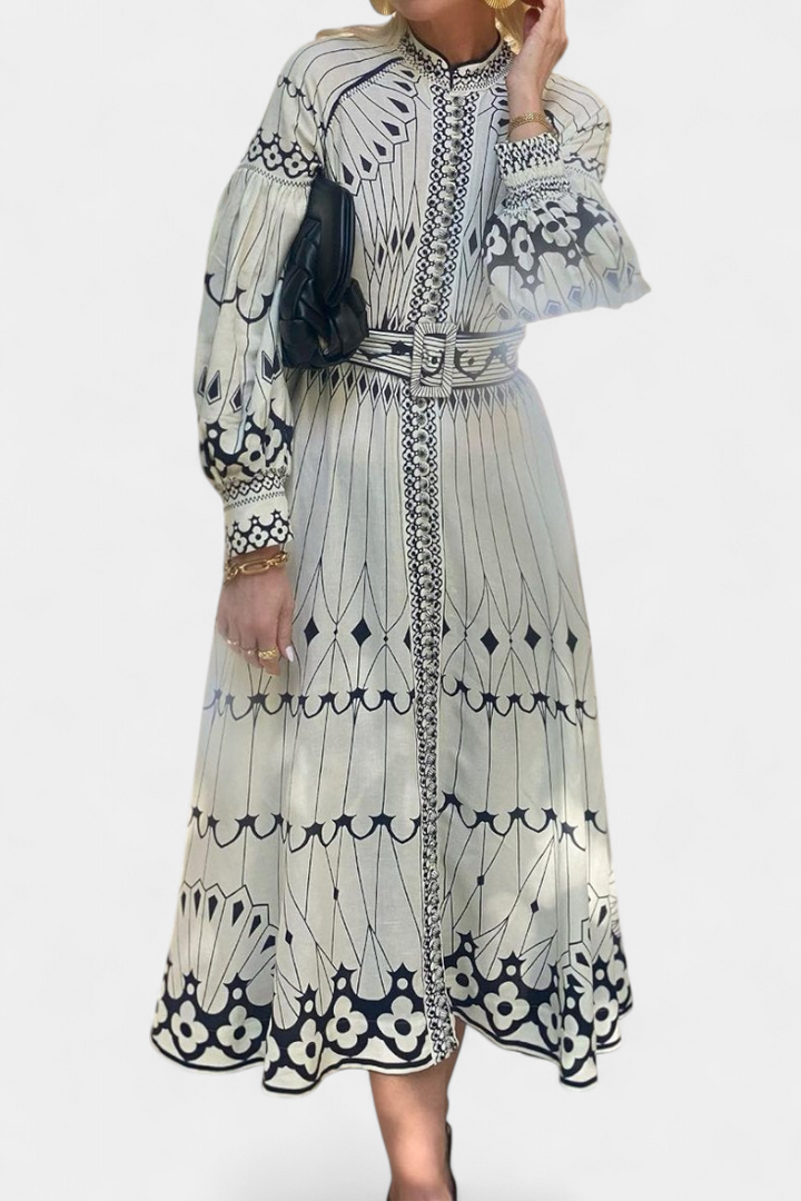 Robe Maxi Soria Bouton Brodé de Style Folk